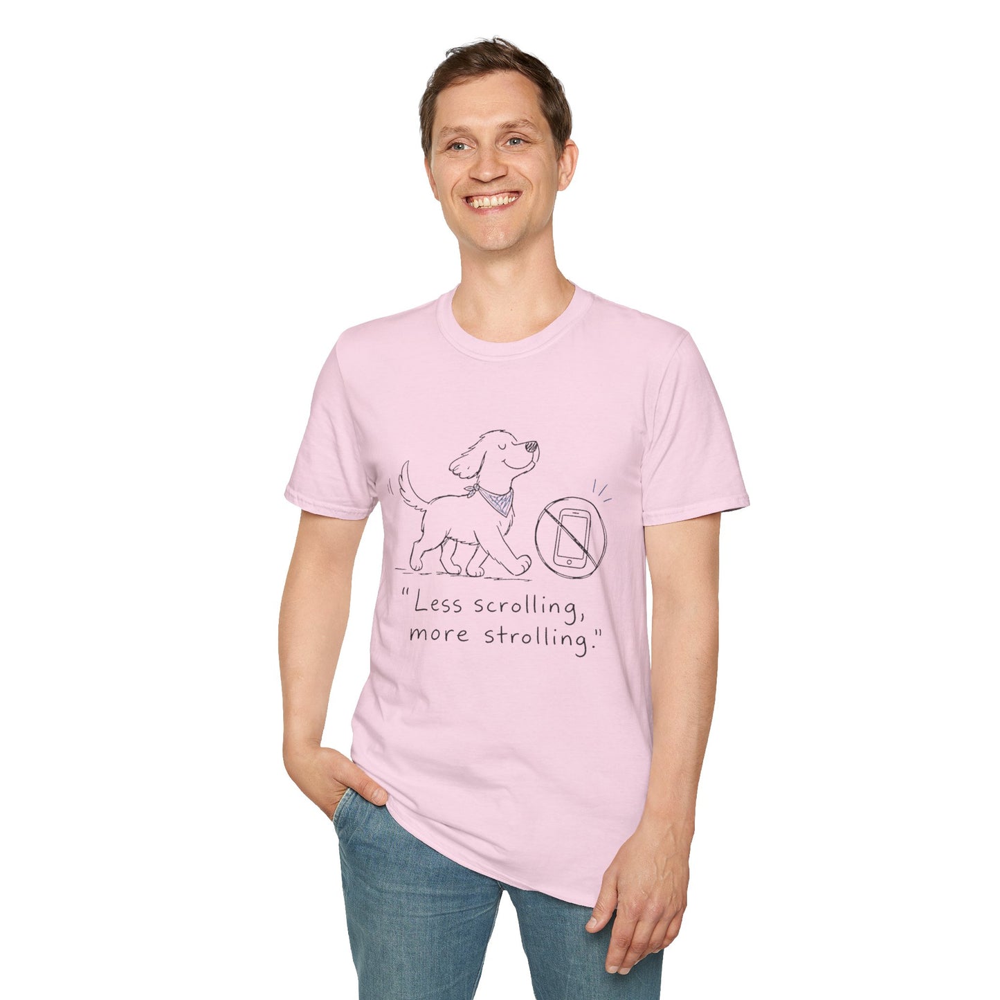 Less Scrolling, More Strolling Dog T-Shirt