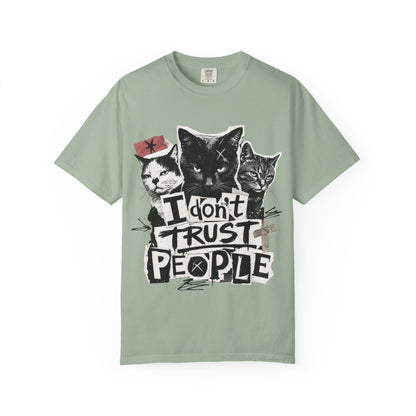 I Don’t Trust People Cat T-Shirt — Grunge Graphic Tee for Cat Lovers