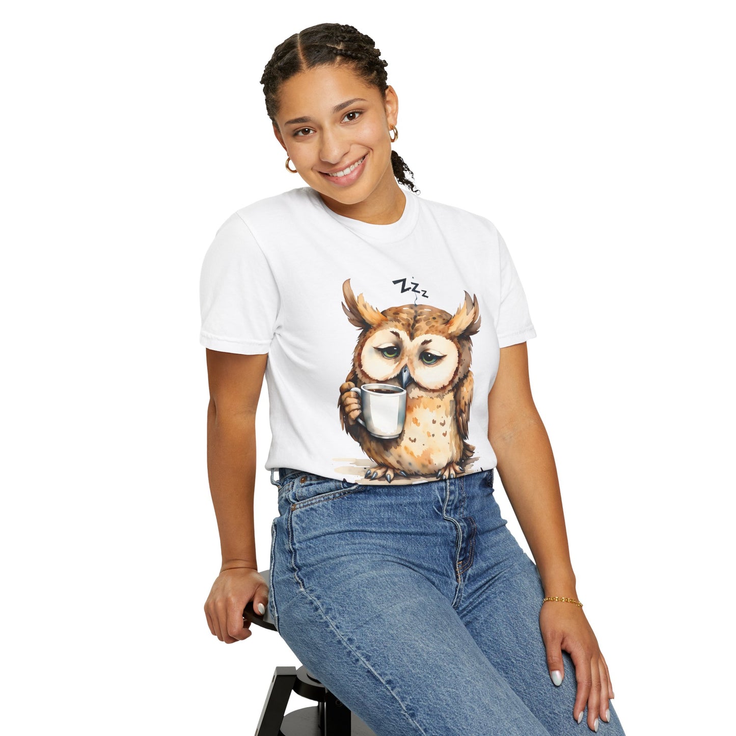 Not Ready Yet Owl T-Shirt — Cute Sleepy Owl Coffee Tee