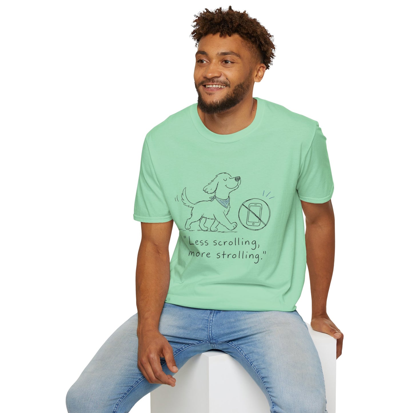 Less Scrolling, More Strolling Dog T-Shirt