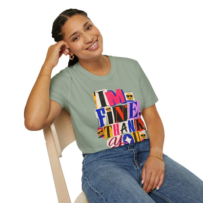 T-Shirt — "I'M FINE, THANK YOU" Retro Collage Graphic Tee
