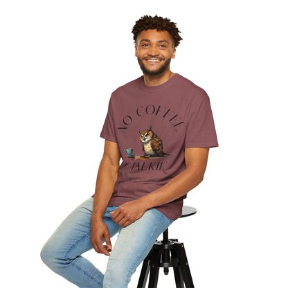 No Coffee No Talkie T-Shirt — Funny Owl Coffee Tee