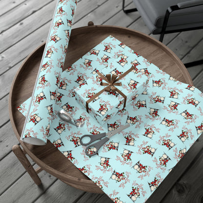Christmas Snowman Gift Wrap Paper – Light Blue Holiday Wrapping Sheets