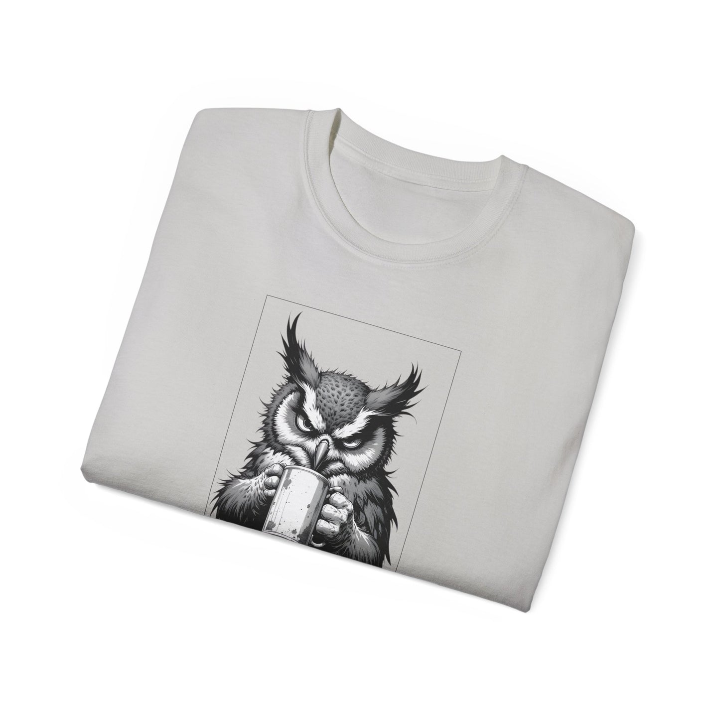 Coffee Owl T‑Shirt — "Caffeine Because Murder Is Illegal" Funny Graphic Tee