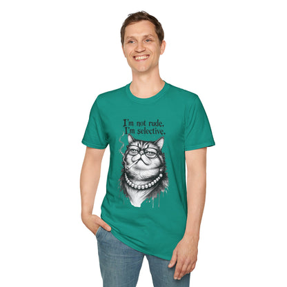 Cat Graphic T‑Shirt — "I'm Not Rude, I'm Selective" Funny Cat Tee