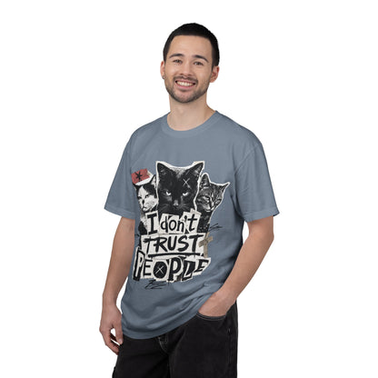 I Don’t Trust People Cat T-Shirt — Grunge Graphic Tee for Cat Lovers