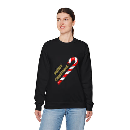 Christmas Candy Cane Crewneck Sweatshirt — "Merry Christmas" Holiday Sweater