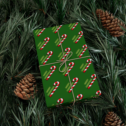 Candy Cane Holiday Gift Wrap Paper — Festive Green Christmas Wrapping Sheets
