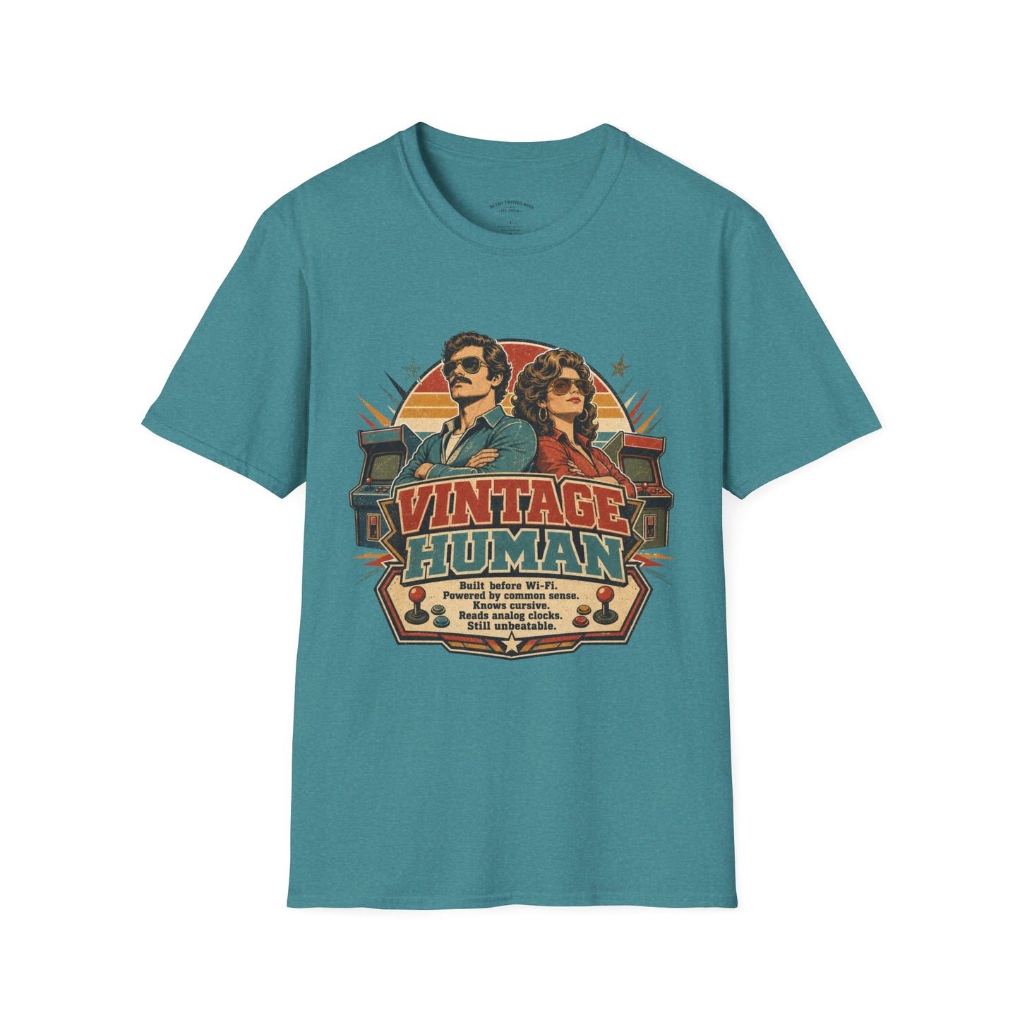 Vintage Human T-Shirt — Retro 70s Duo Graphic Tee