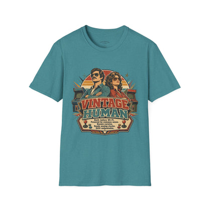 Vintage Human T-Shirt — Retro 70s Duo Graphic Tee
