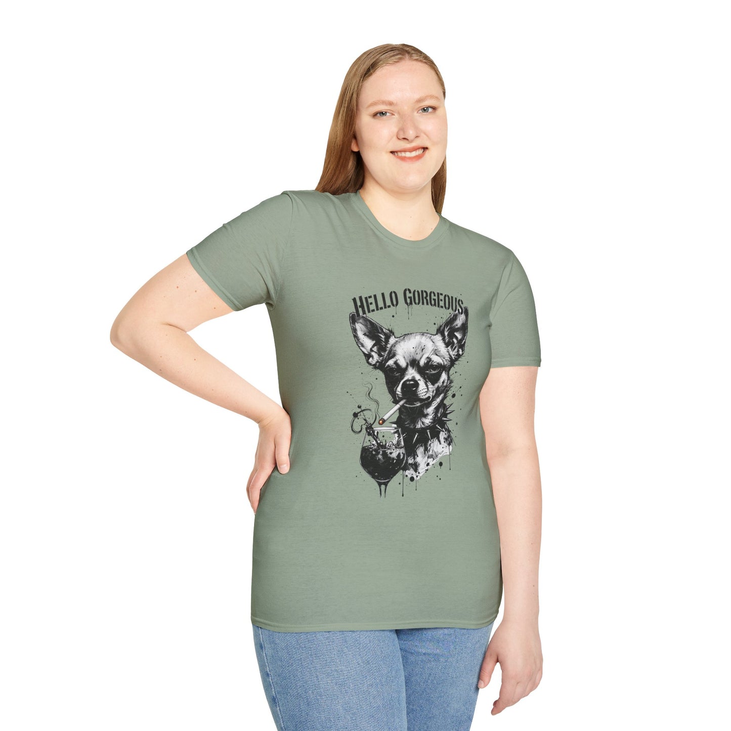 Chihuahua 'Hello Gorgeous' Tee - Cute Dog Graphic T-Shirt