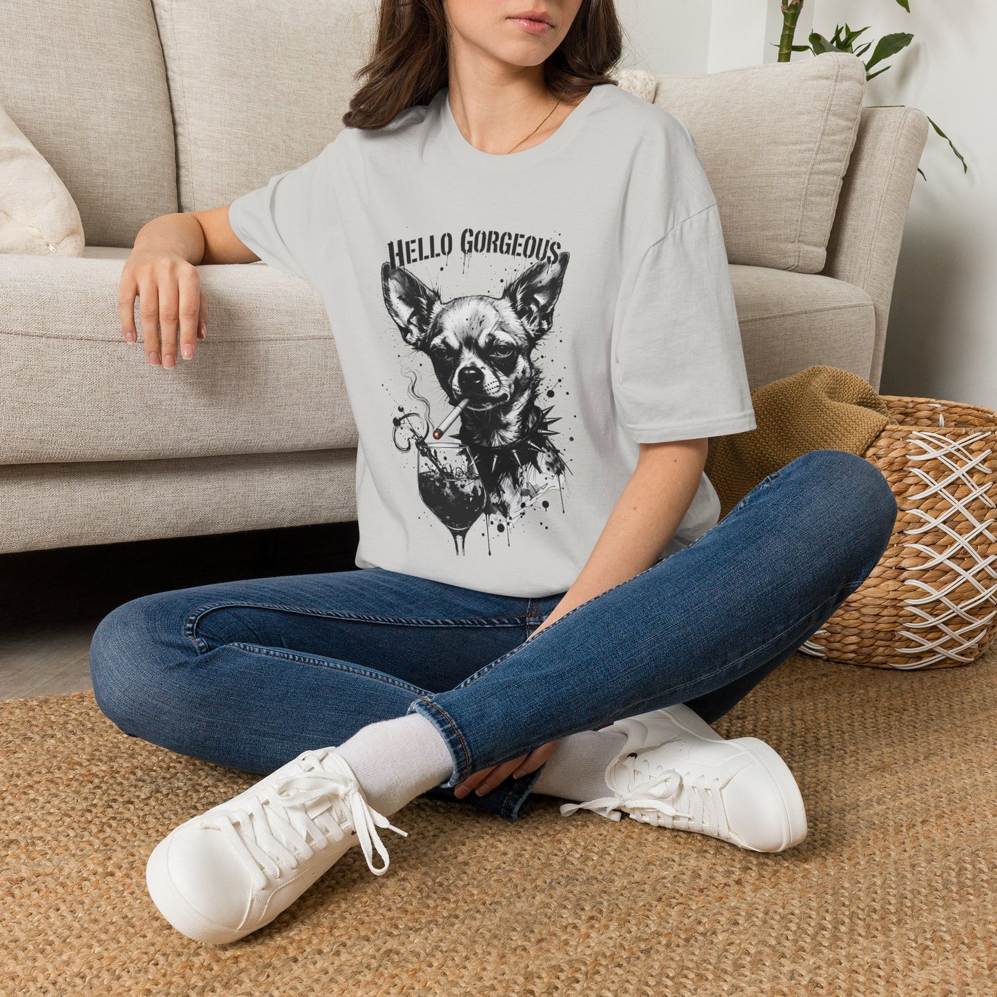Chihuahua 'Hello Gorgeous' Tee - Cute Dog Graphic T-Shirt