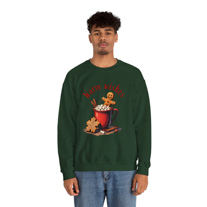 Crewneck Sweatshirt — "Warm Wishes" Hot Cocoa & Gingerbread Holiday Design