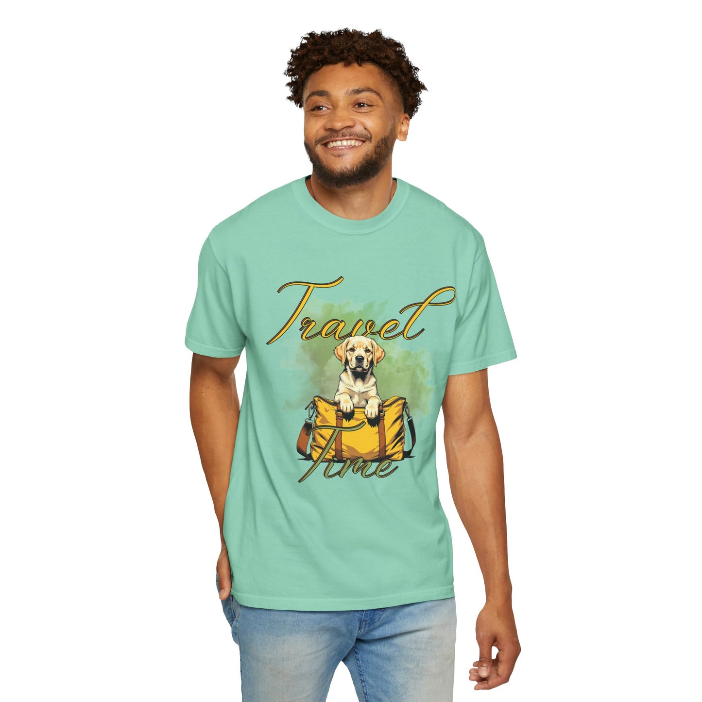 Travel Time Dog T-Shirt - Unisex Garment-Dyed Tee for Pet Lovers