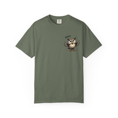 Witty Owl Graphic Tee — "Whooo?" Cute Cartoon Owl T-Shirt