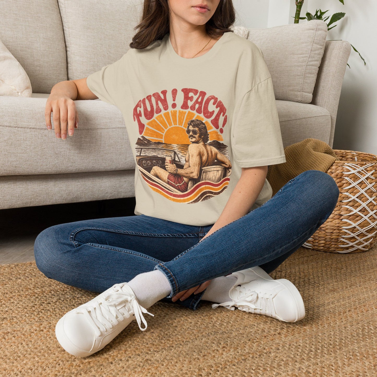 Retro 'FUN! FACT!' Surf Tee — Vintage Sunset Beach Graphic T-Shirt