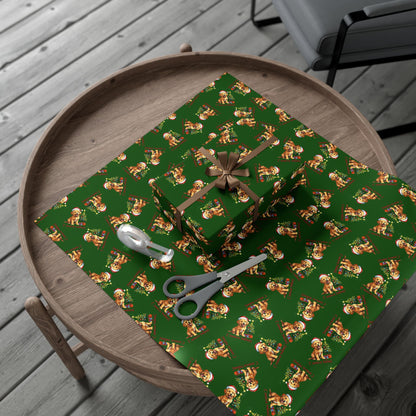 Gift Wrap Paper — Festive Gingerbread Dog Pattern (Holiday Wrapping)
