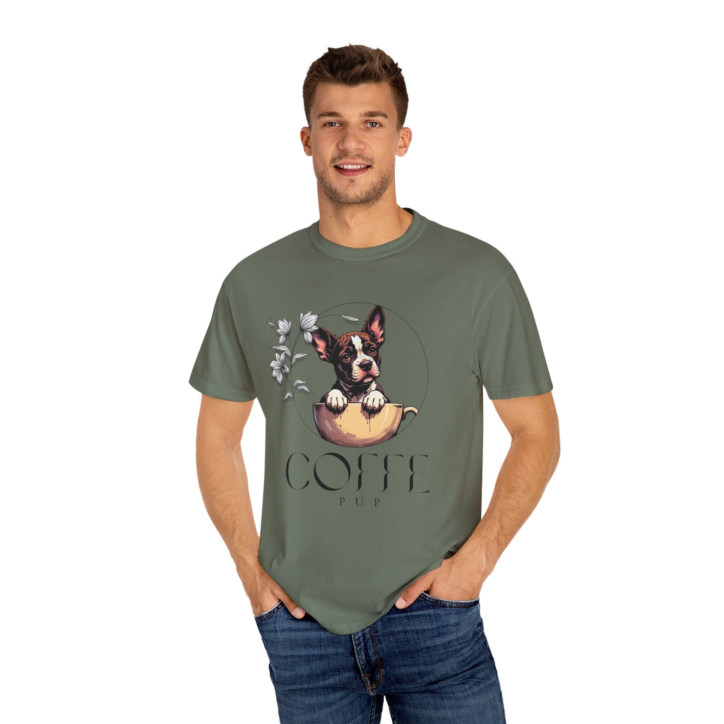 Coffee Pup Unisex Garment-Dyed T-shirt