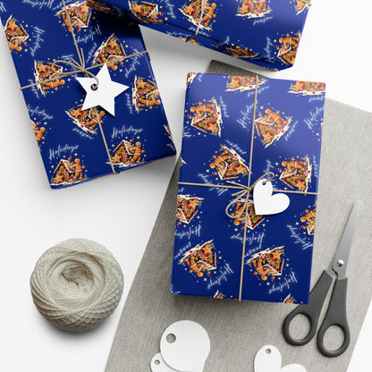 Copy of Gift Wrap — Blue Holiday Nativity Patterned Wrapping Paper