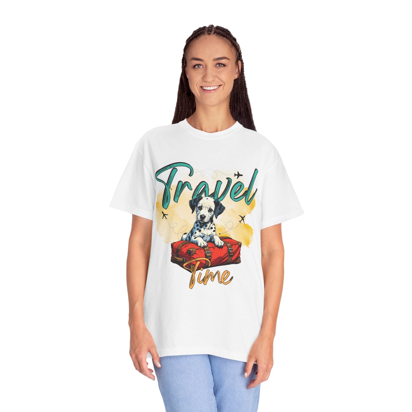 Travel Time Dog Graphic Unisex T-Shirt