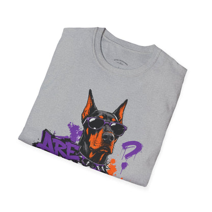 Doberman Graffiti T-Shirt — "You Sure?" Street Art Dog Tee