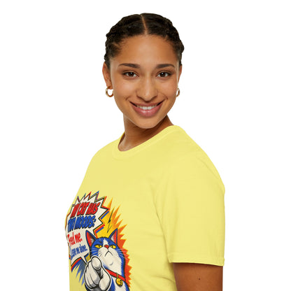 Cat T-Shirt — "My Cat Has Two Moods: Feed Me, Leave Me Alone" Funny Retro Comic Tee