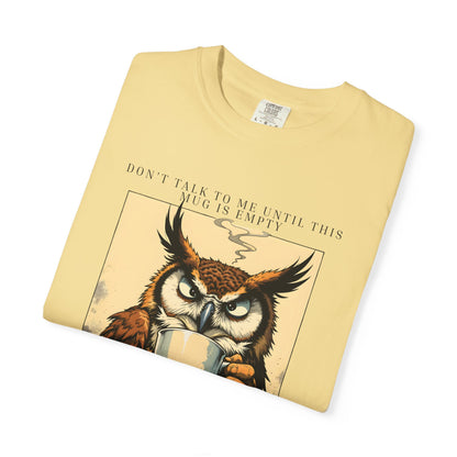 Coffee First Owl T-Shirt — Vintage Coffee Lover Graphic Tee