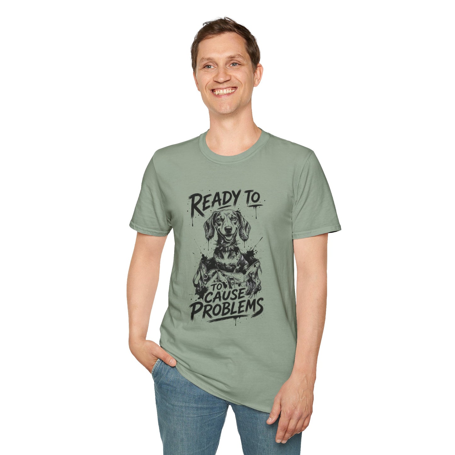 Ready To Cause Problems Dog T-Shirt — Funny Dachshund Graphic Tee