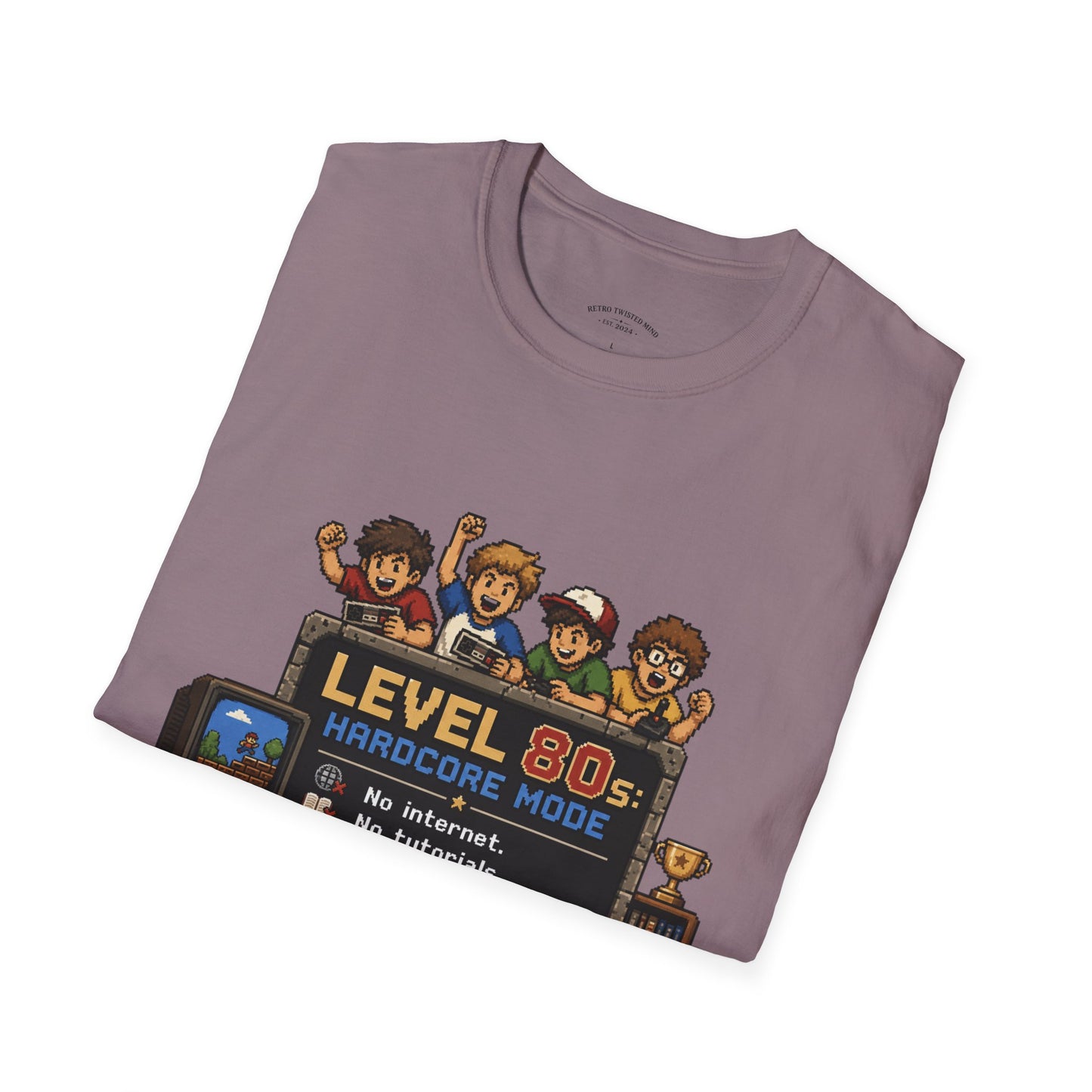 80s Level Up T-Shirt — 'Level 80s: Hardcore Mode' Retro Gaming Tee