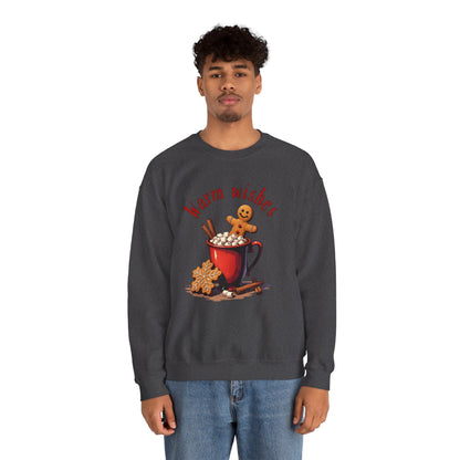 Crewneck Sweatshirt — "Warm Wishes" Hot Cocoa & Gingerbread Holiday Design