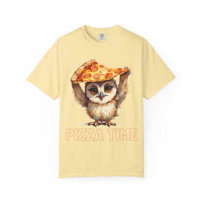 Pizza Time Owl T-Shirt — Cute Owl Holding Pizza Slice Graphic Tee