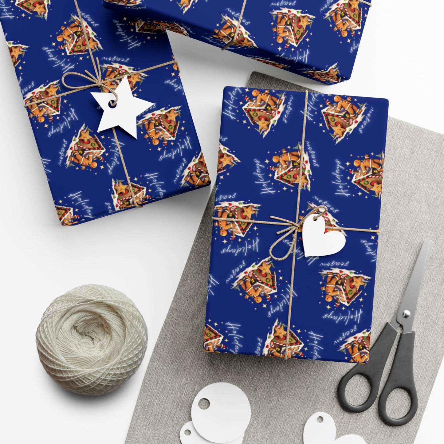 Copy of Gift Wrap — Blue Holiday Nativity Patterned Wrapping Paper