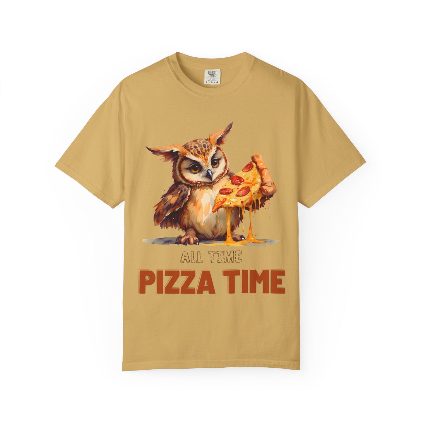 Pizza Time Owl T-Shirt — Cute Owl Eating Pizza Graphic Tee