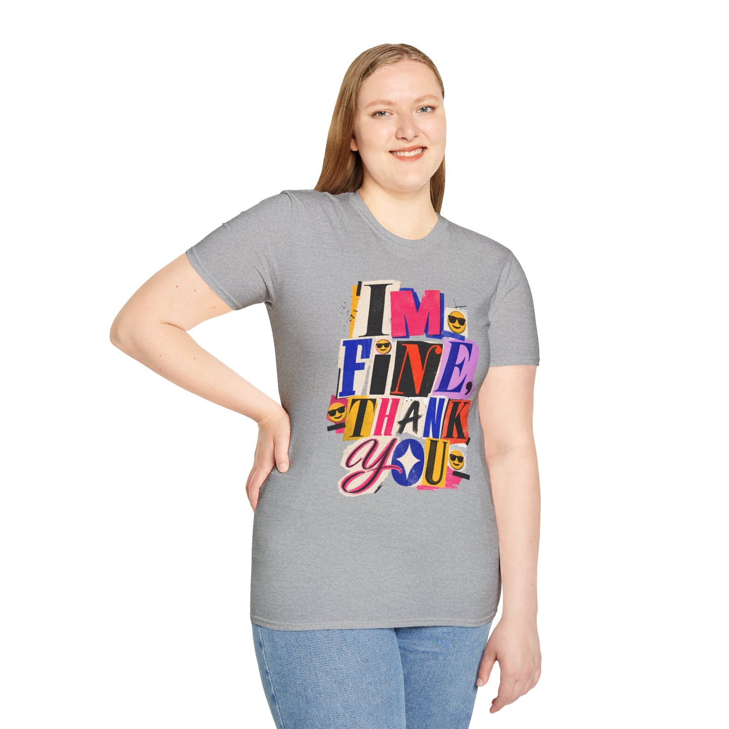T-Shirt — "I'M FINE, THANK YOU" Retro Collage Graphic Tee