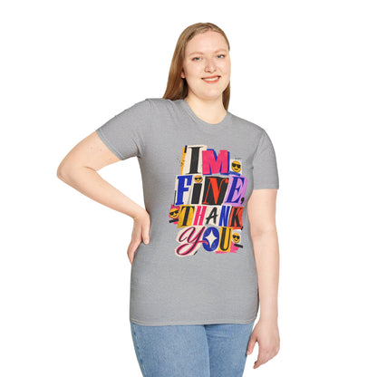 T-Shirt — "I'M FINE, THANK YOU" Retro Collage Graphic Tee