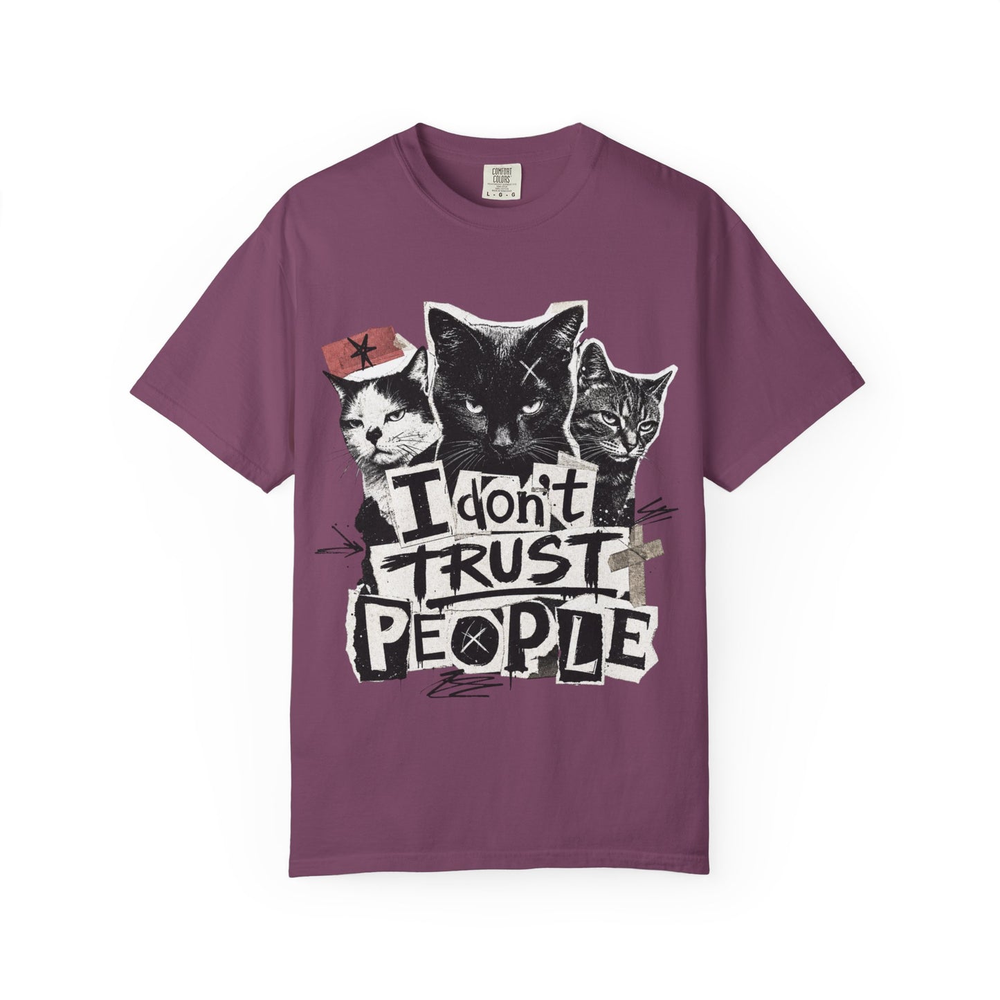 I Don’t Trust People Cat T-Shirt — Grunge Graphic Tee for Cat Lovers