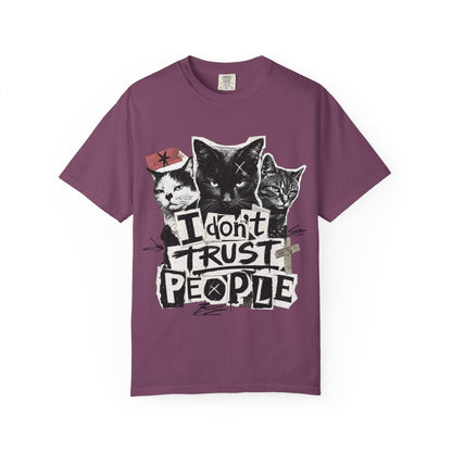 I Don’t Trust People Cat T-Shirt — Grunge Graphic Tee for Cat Lovers