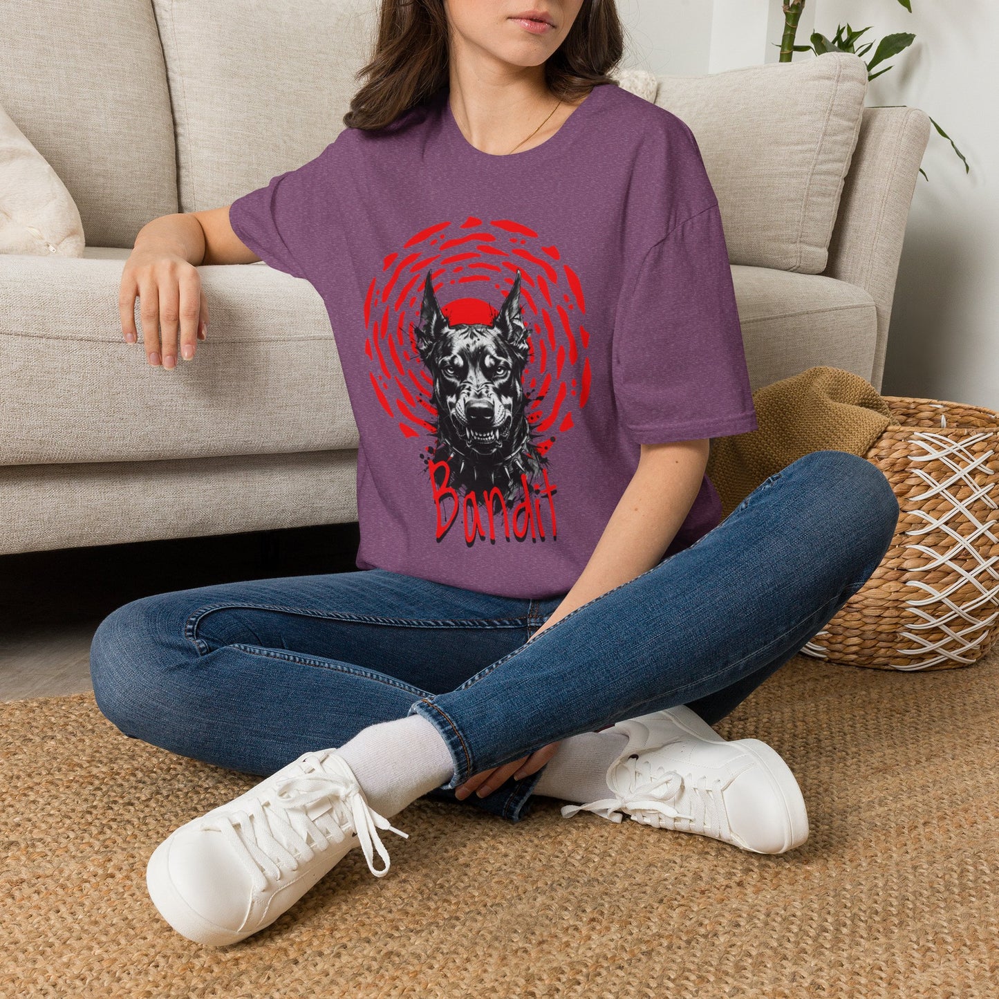 Doberman Graphic T-Shirt — Red Halo 'Bandit' Design