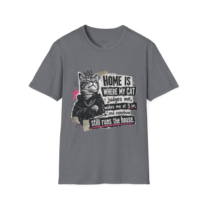 Cat T-Shirt — "Home Is Where My Cat Judges Me" Funny Graphic Tee