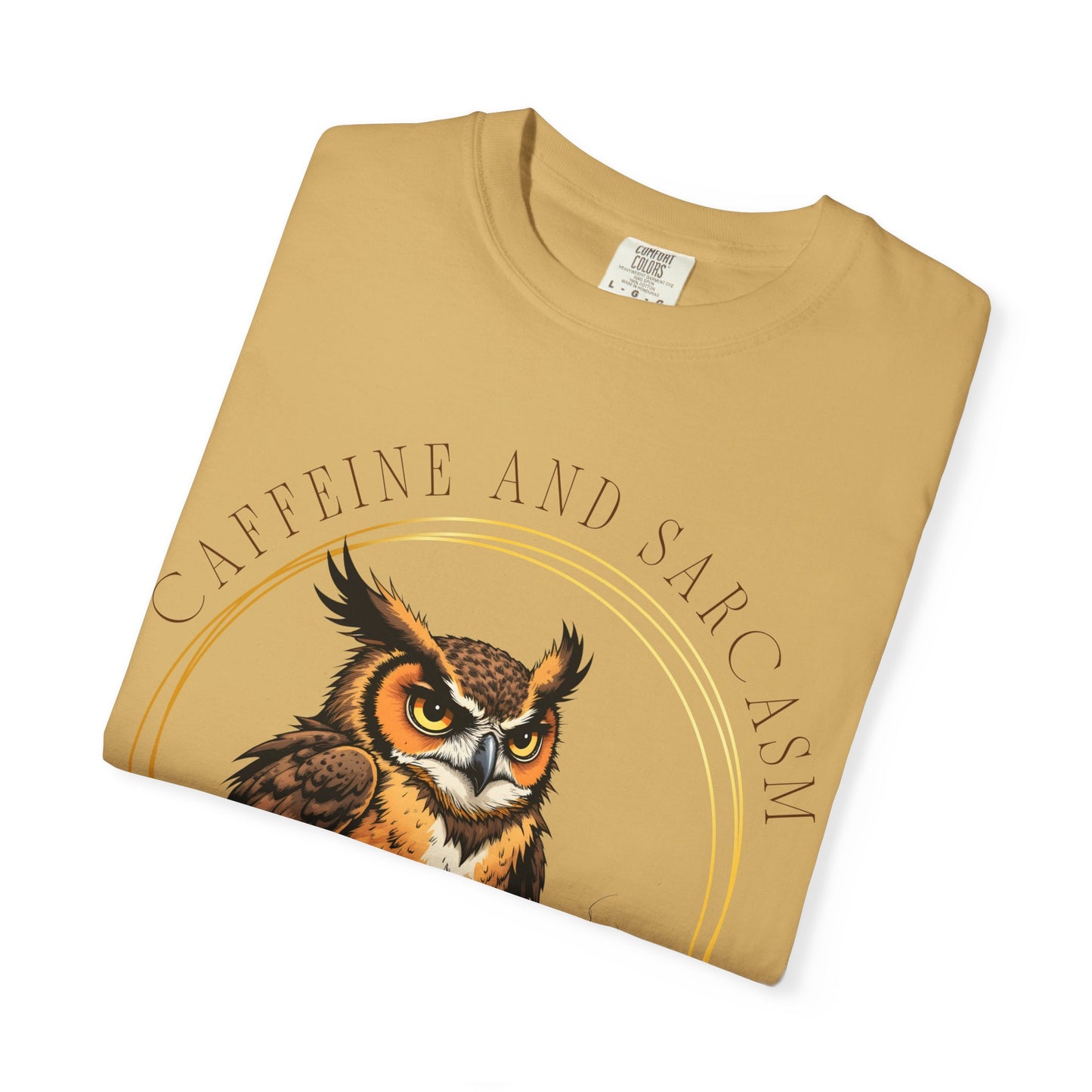 Coffee & Sarcasm Owl T-Shirt — "My Survival Kit" Graphic Tee