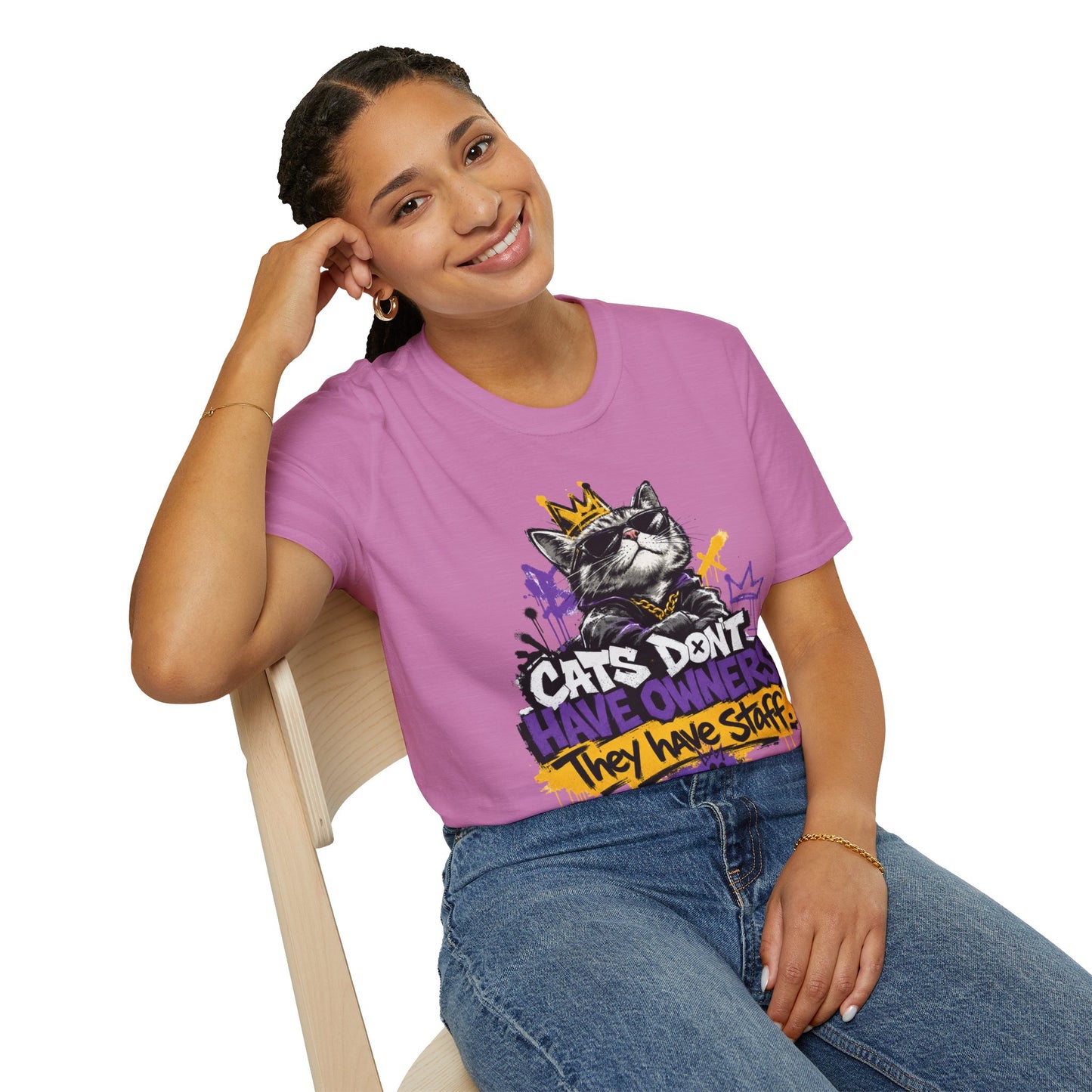 Cat Graphic Tee — "Cats Don't Have Owners They Have Staff"