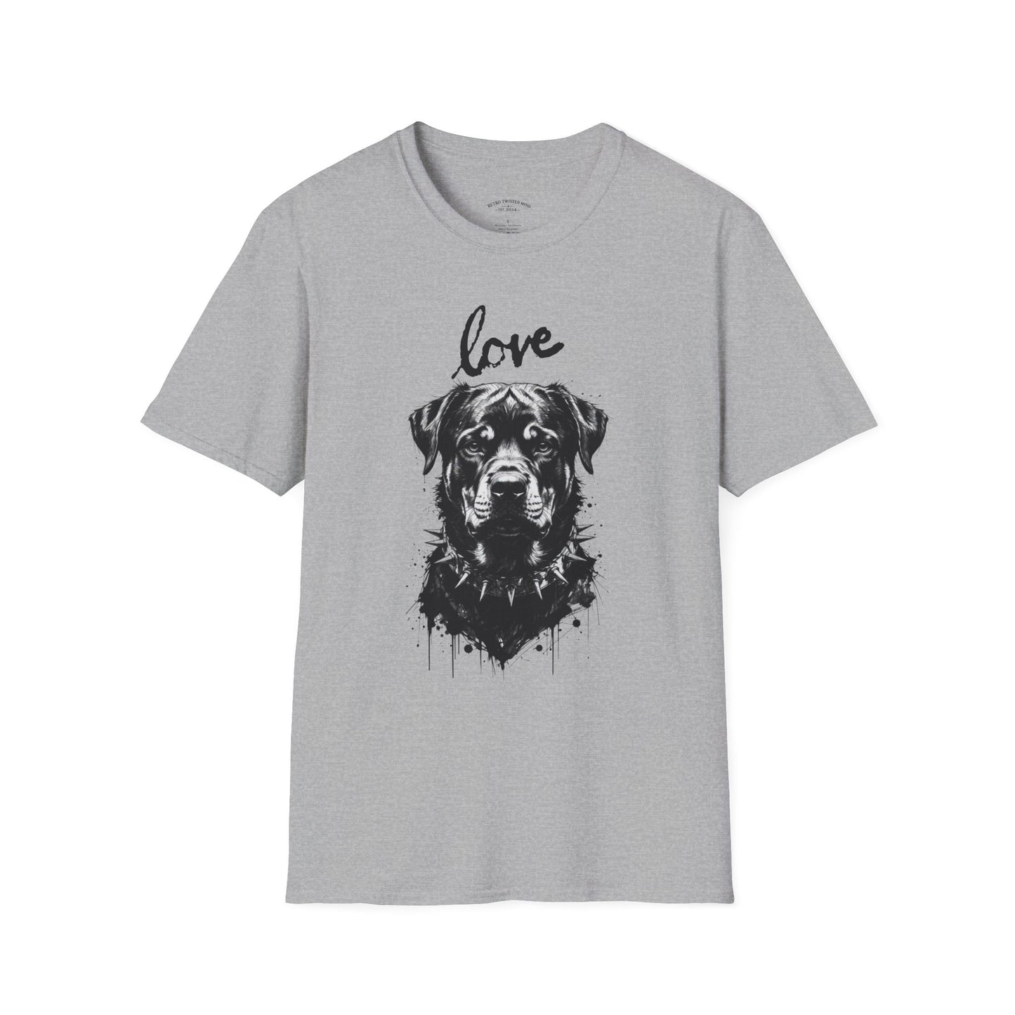 Love Rottweiler T-Shirt — Vintage Black Dog Portrait Tee for Dog Lovers