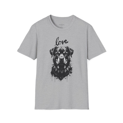 Love Rottweiler T-Shirt — Vintage Black Dog Portrait Tee for Dog Lovers