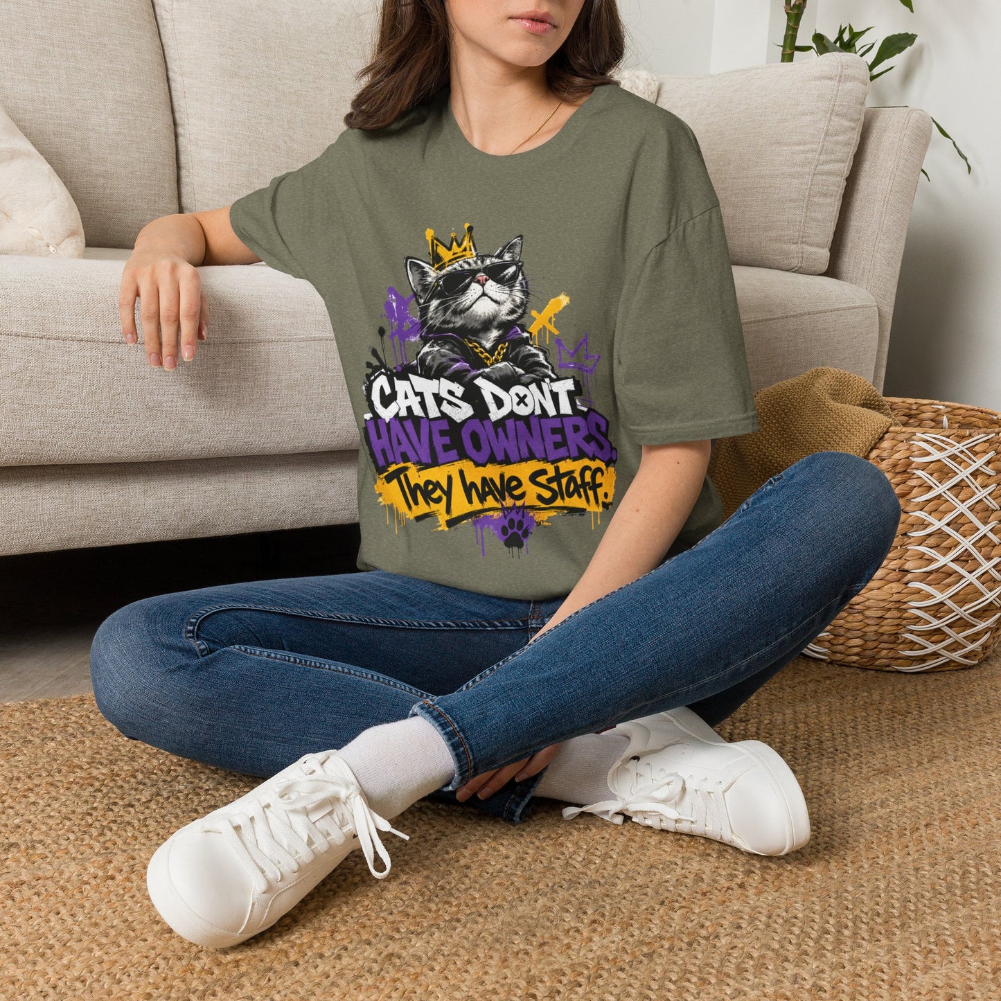 Cat Graphic Tee — "Cats Don't Have Owners They Have Staff"