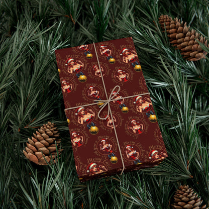 Wrapping Paper — Vintage Pinup red hair girl & Ornaments Christmas Gift Wrap