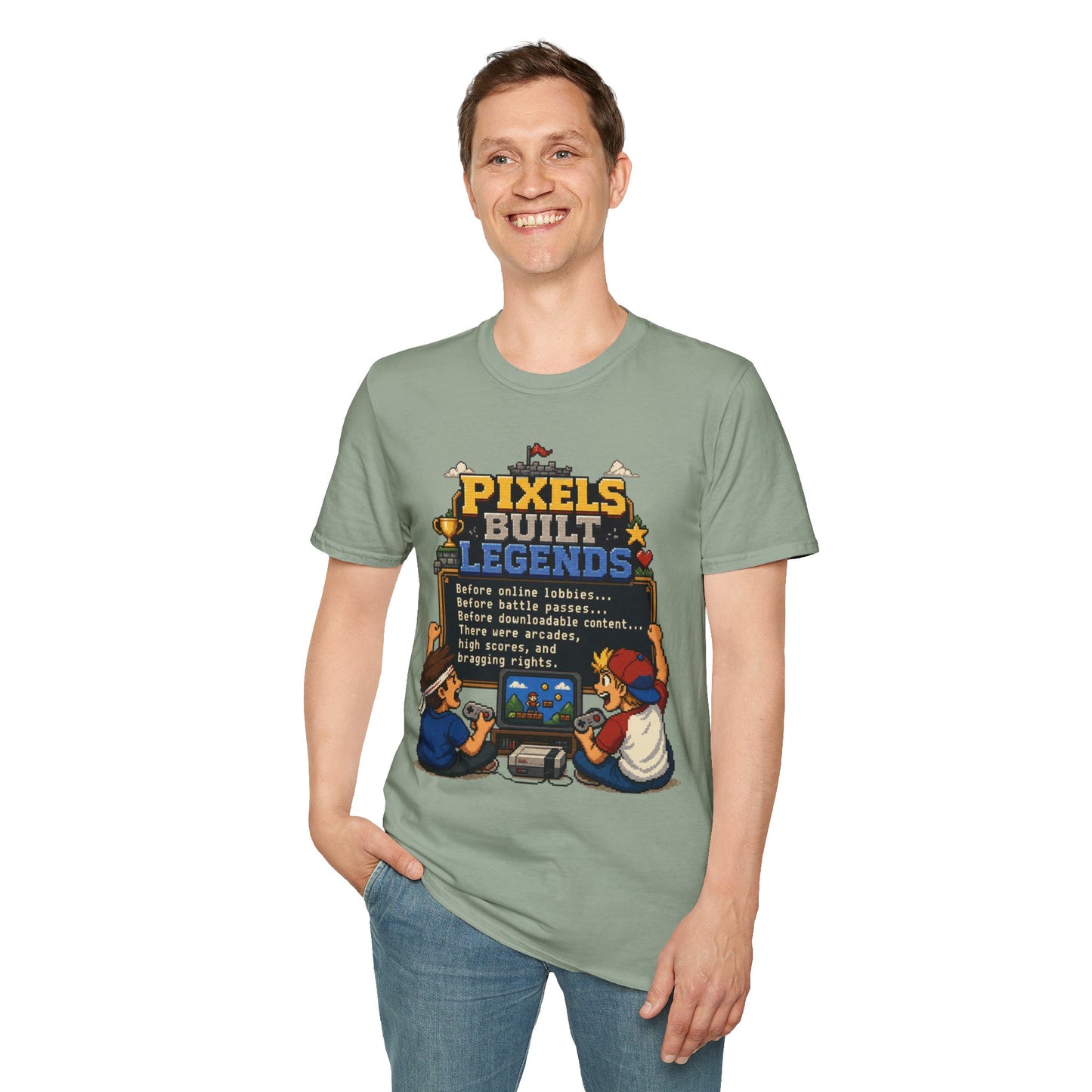 Pixels Built Legends T‑Shirt — Retro Gaming Nostalgia Tee
