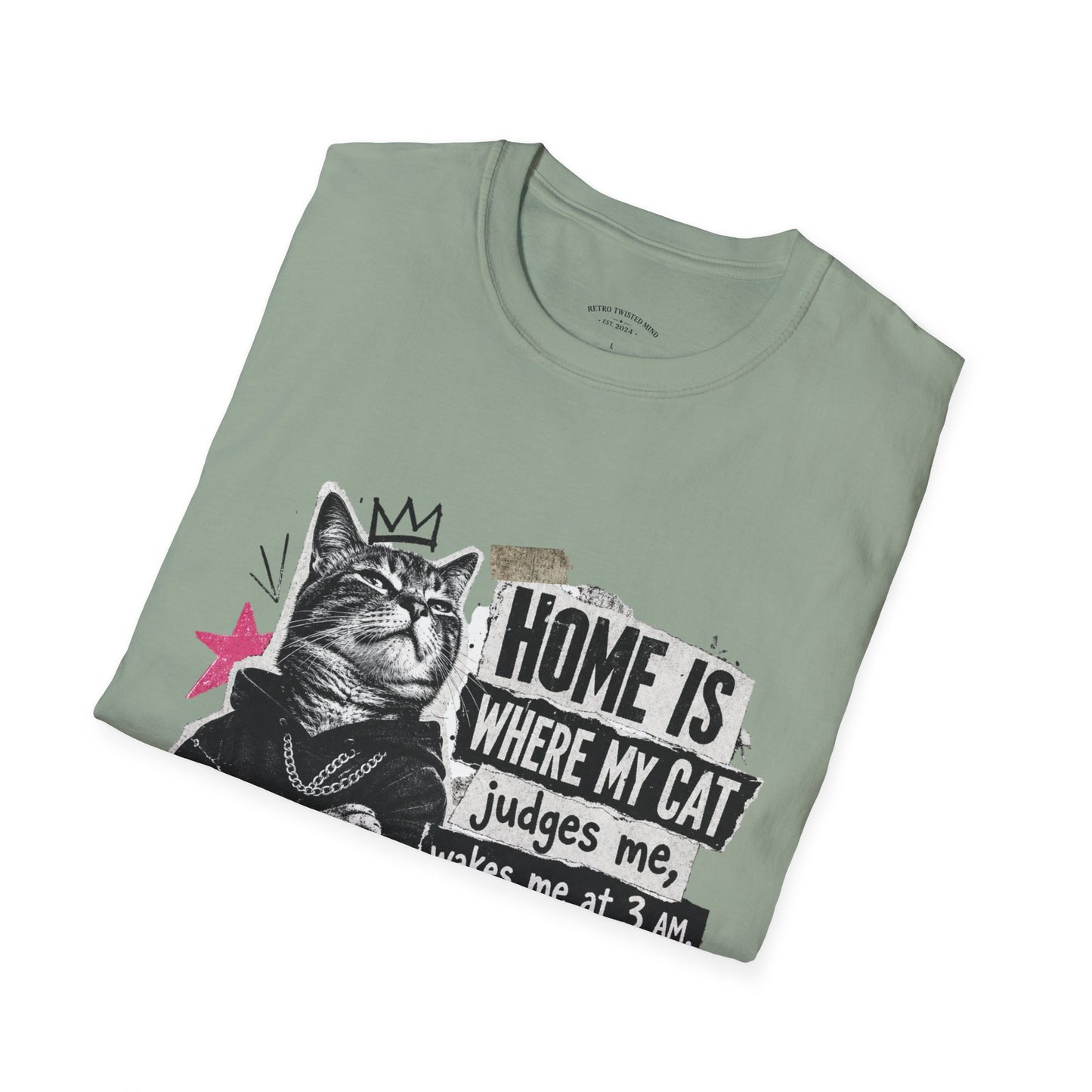 Cat T-Shirt — "Home Is Where My Cat Judges Me" Funny Graphic Tee