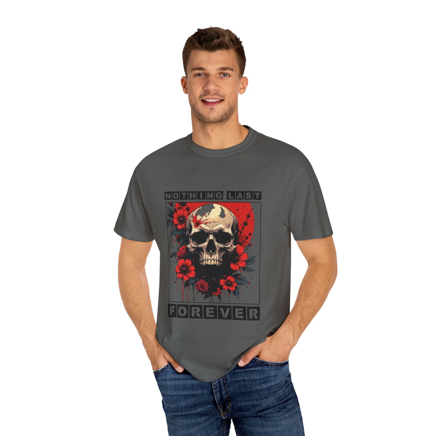 Edgy Skull Graphic T-Shirt - Unique Casual Wear, Unisex Streetwear, Gift for Music Lovers, Halloween Costume, Forever Quote Tee