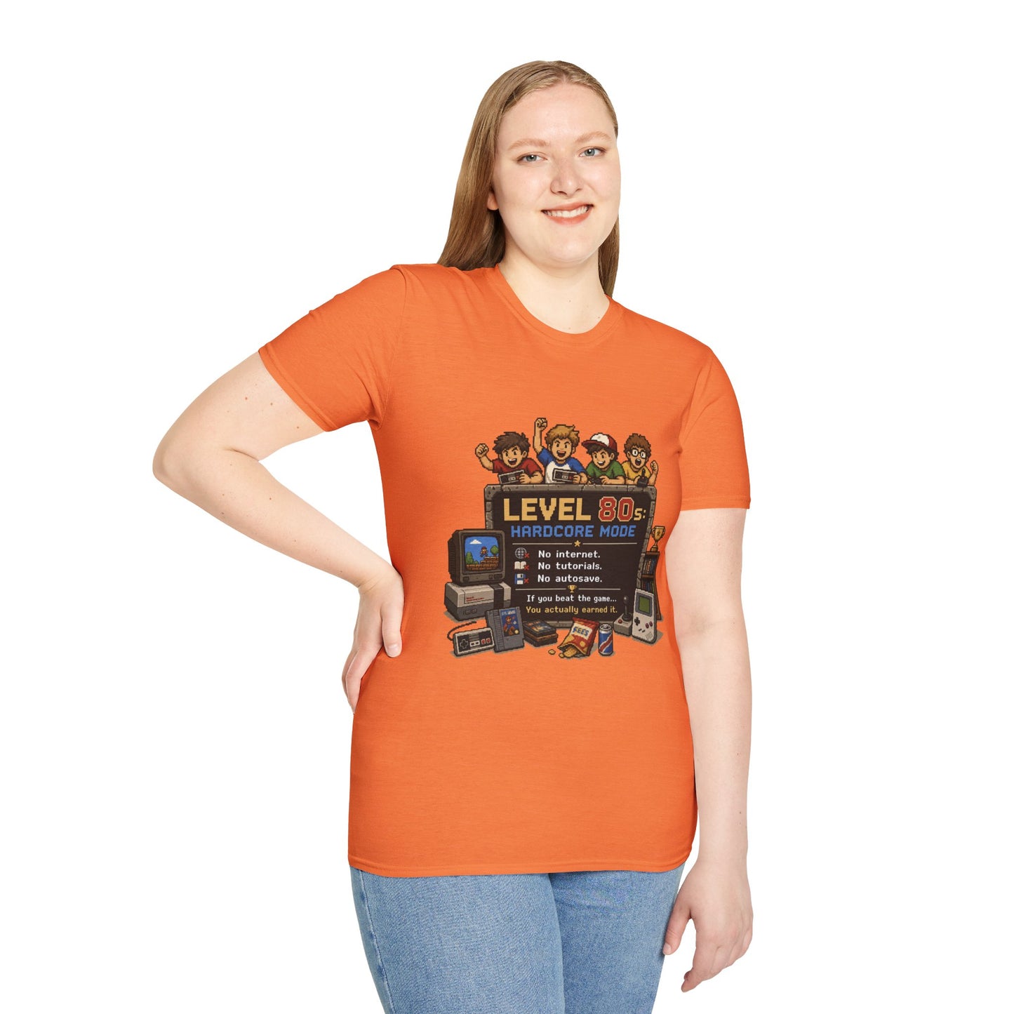 80s Level Up T-Shirt — 'Level 80s: Hardcore Mode' Retro Gaming Tee