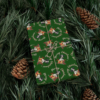 Christmas Dog Wreath Gift Wrap Paper